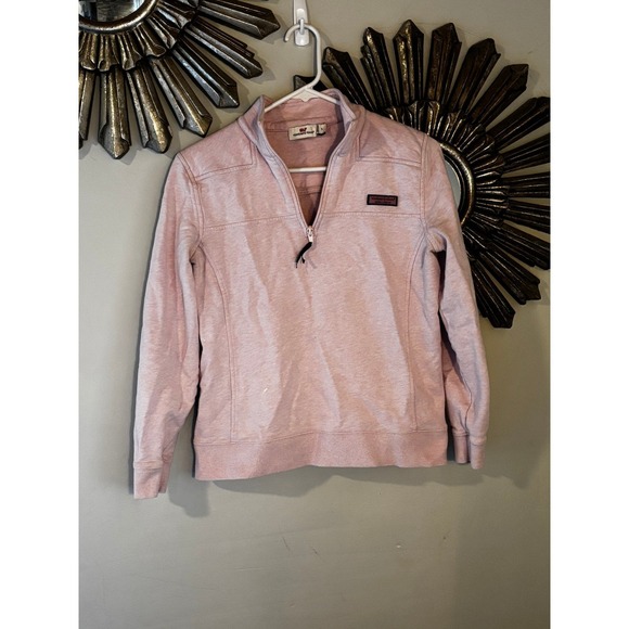 Vineyard Vines Tops - Vineyard Vines Pink Heathered Quarter Zip Pullover Sweatshirt Women's Small